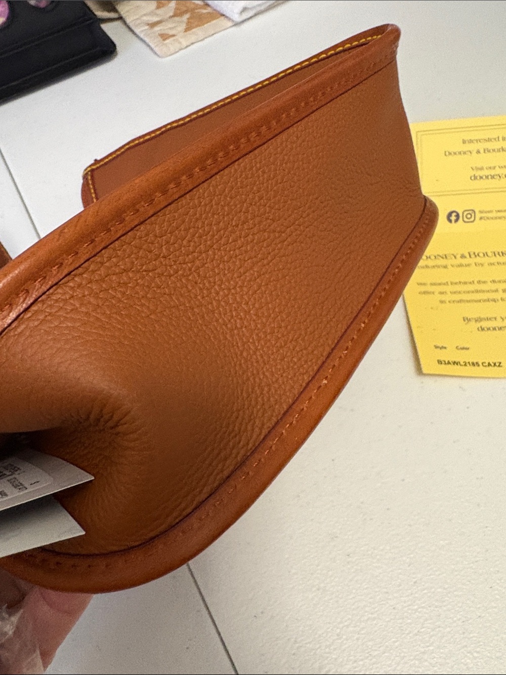 Dooney & Bourke Cognac Brown Pebbled Leather Crossbody #0039 - Picture 8 of 12